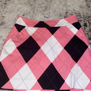 Loudmouth Skirt Skort 0 Pink Black Argyle